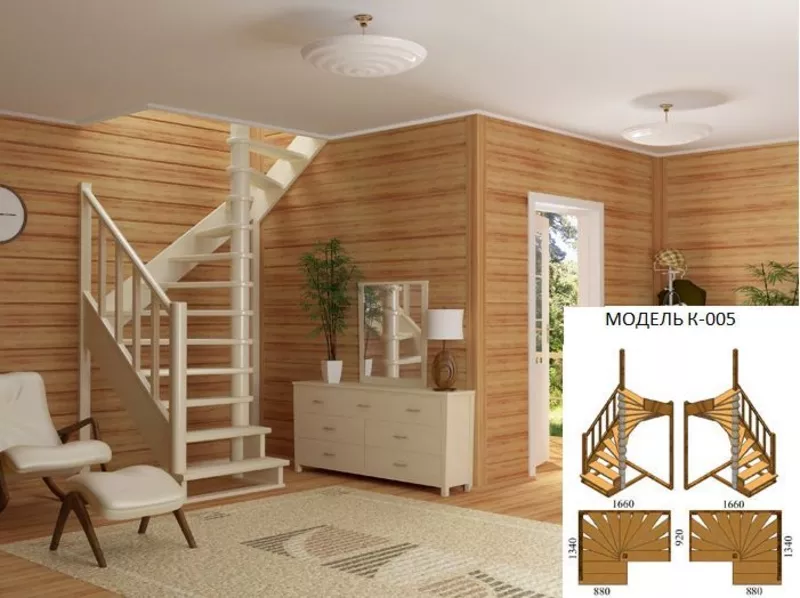 Недорогие готовые деревянные лестницы для дома,  коттеджа,  дачи. 3