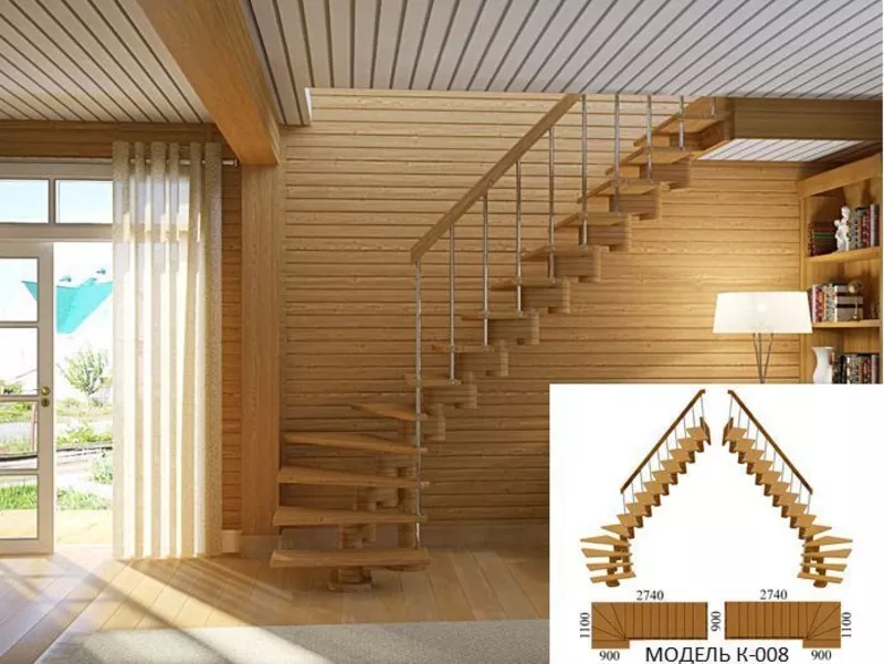 Недорогие готовые деревянные лестницы для дома,  коттеджа,  дачи. 4